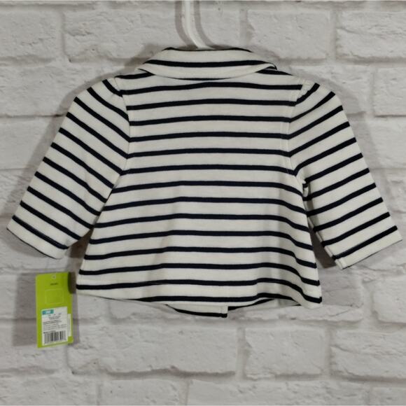 L Genuine Baby from Oshkosh Baby Cream Navy Striped Knit Blazer Jacket NWT 3M - Picture 4 of 8